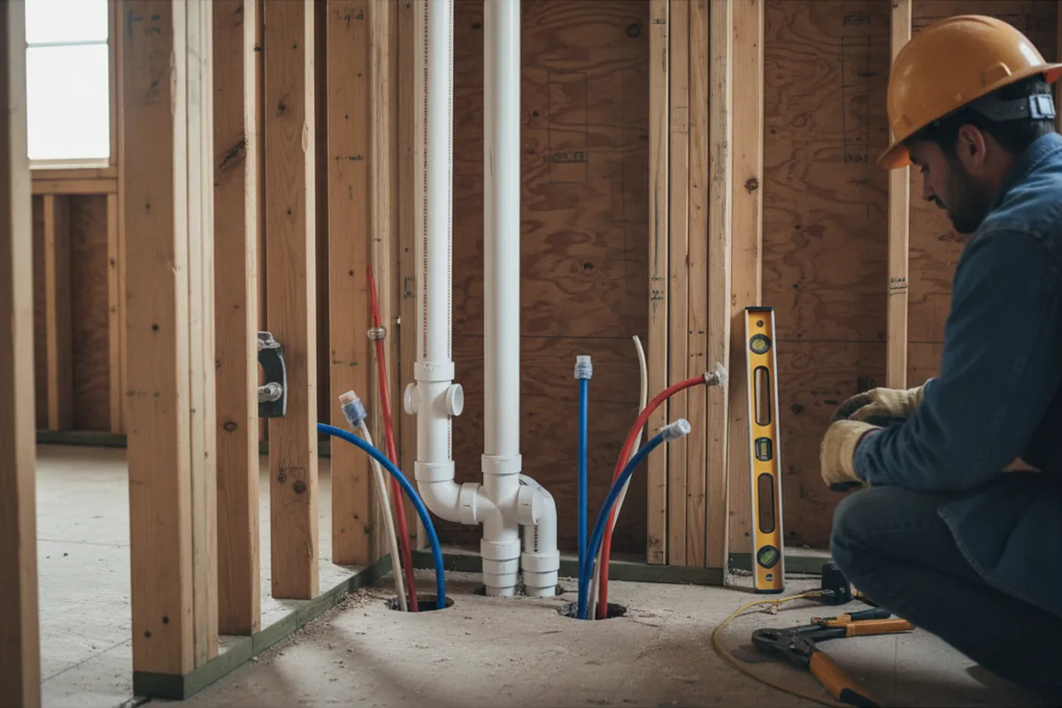 Drain and supply rough-in during Toilet Repair and Installation in Queen